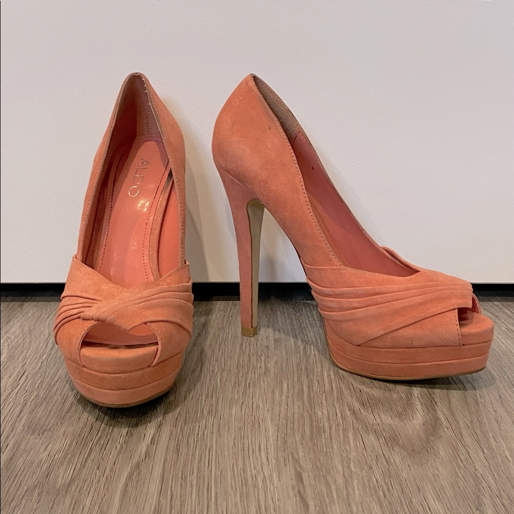 Aldo Coral Pink Peep-Toe Heel